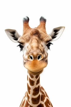 A photo of an african giraffe with neutral white background