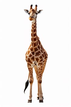 A photo of an african giraffe with neutral white background