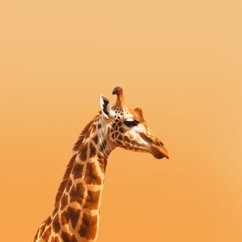 A photo of an african giraffe with yellow, orange background