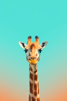 A photo of an african giraffe with sky background