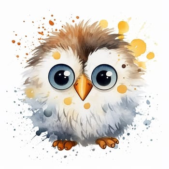 A cute and adorable owl with big eyes, chibi style, cartoon style, white background