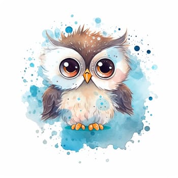 A cute and adorable owl with big eyes, chibi style, cartoon style, white background