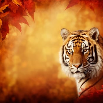 A wild tiger on a neutral color background