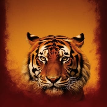 A wild tiger on a neutral color background