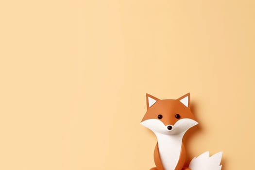 A little cute and adorable fox in style of the little prince, neutral background