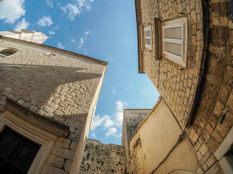 Trogir medieval town in Dalmatia Croatia UNESCO World Heritage Site Old city and building detail.