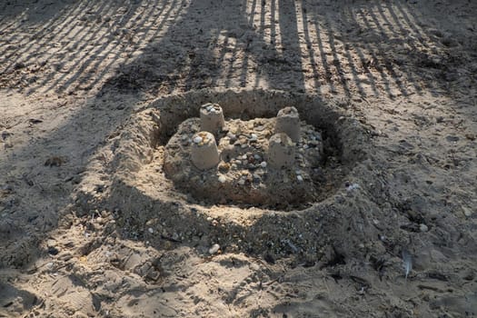 sand castle in notre dame beach in porquerolles island france, panorama landscape