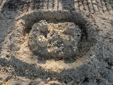 sand castle in notre dame beach in porquerolles island france, panorama landscape