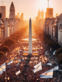 gigantic crowd thousands of people manifesting in buenos aires argentina for event celebration or social issues generative ai art