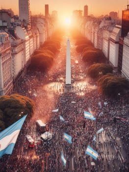 gigantic crowd thousands of people manifesting in buenos aires argentina for event celebration or social issues generative ai art