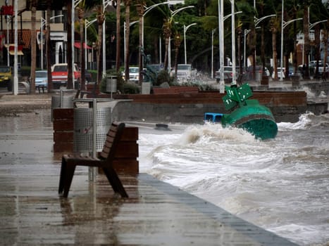 Big waves and wind of the Hurricane Norma October 2023 La Paz Baja California Sur