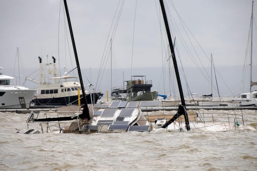 yacht sunk after The effects of Hurricane Norma October 2023 La Paz Baja California Sur