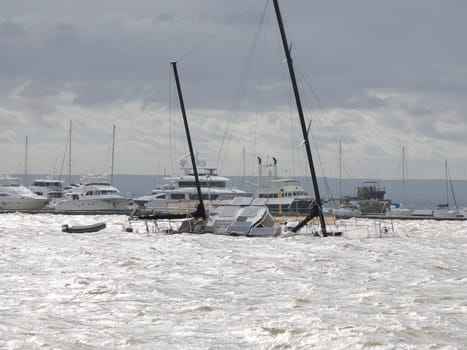 yacht sunk after The effects of Hurricane Norma October 2023 La Paz Baja California Sur