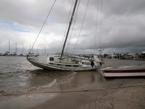 yacht sunk after The effects of Hurricane Norma October 2023 La Paz Baja California Sur