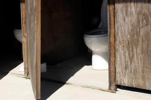An Open door toilet in cortez sea baja california sur