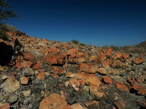 Volcanic rocks in Magdalena bay Isla Santa Margarita baja california sur panorama