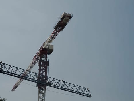 crane restoring buildings in ciudad de mexico, mexico city