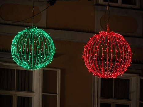 Decoration of Historical Centre buildings Graz Austria in winter season at night in christmas time