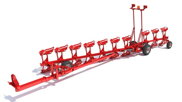 Semi Mounted Plough farm equipment 3D rendering