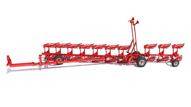 Semi Mounted Plough farm equipment 3D rendering