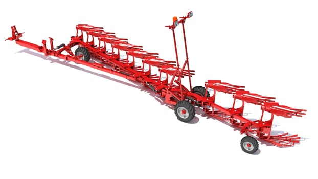 Semi Mounted Plough farm equipment 3D rendering