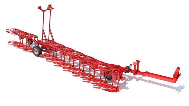 Semi Mounted Plough farm equipment 3D rendering