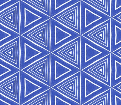 Chevron stripes design. Indigo symmetrical kaleidoscope background. Geometric chevron stripes pattern. Textile ready astonishing print, swimwear fabric, wallpaper, wrapping.