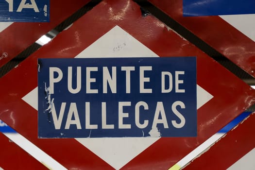 Metro Station Sign in Madrid Spain detail puente de vallecas
