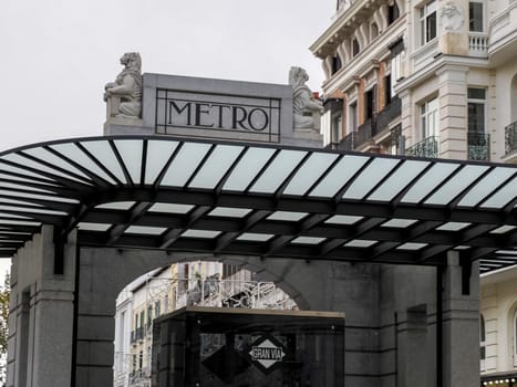 Gran Via Metro Station Sign in Madrid Spain detail