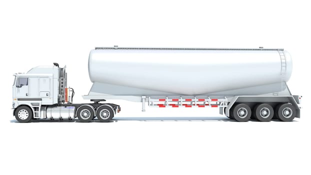 Truck with Tank Trailer 3D rendering