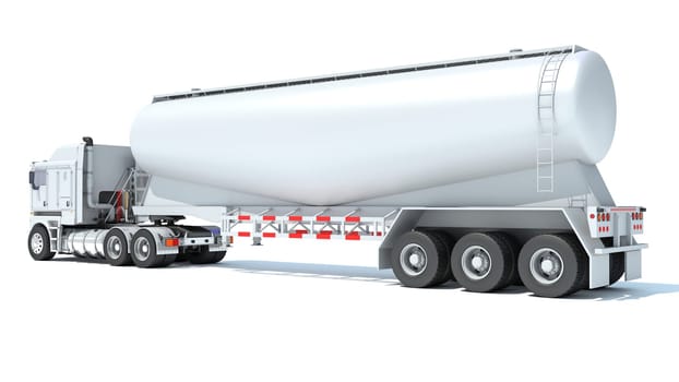 Truck with Tank Trailer 3D rendering