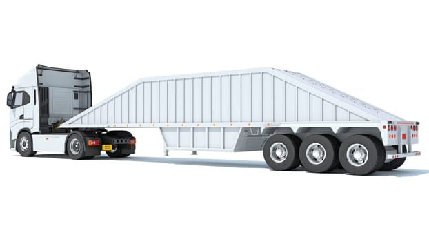 Heavy Truck with Bottom Dump Trailer 3D rendering