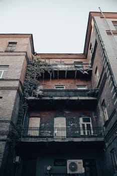 Morning Kharkiv city center buildings and landscapes photo. The historical center with old buildings. Urban city yard. High quality picture for wallpaper, travel blog.