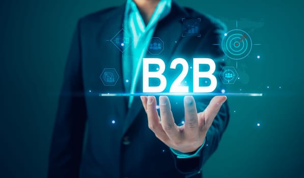 B2B marketing concept, business to business, e-commerce, professional business and commerce collaboration, Technology digital Marketing, Business action plan Strategy, internet online marketing.