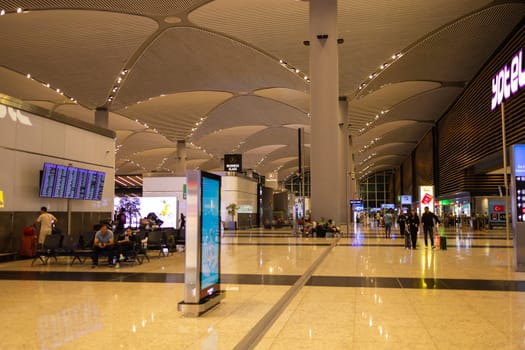 TURKEY, ISTANBUL, 9 AUGUST, 2022: Modern Istanbul International airport interior, Istanbul. Turkey