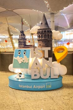 TURKEY, ISTANBUL, 9 AUGUST, 2022: Modern Istanbul International airport interior, Istanbul. Turkey