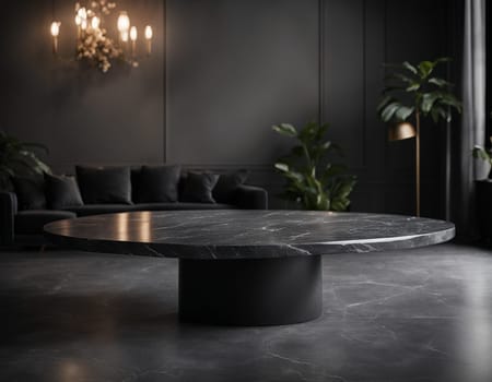 Professional interior design with expensive black marble and granite. Excellent background for presentation and product. High quality illustration