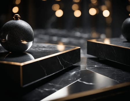 Professional interior design with expensive black marble and granite. Excellent background for presentation and product. High quality illustration