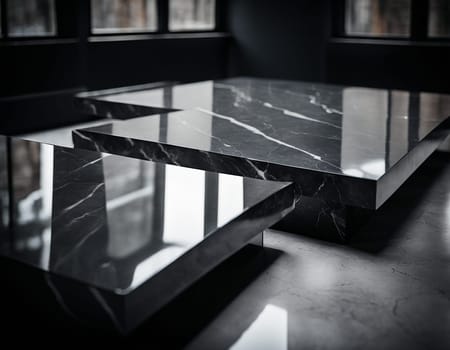 Professional interior design with expensive black marble and granite. Excellent background for presentation and product. High quality illustration