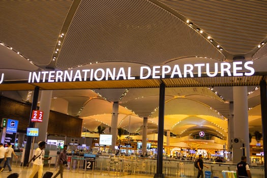 TURKEY, ISTANBUL, 9 AUGUST, 2022: Modern Istanbul International airport interior, Istanbul. Turkey