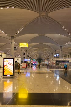 TURKEY, ISTANBUL, 9 AUGUST, 2022: Modern Istanbul International airport interior, Istanbul. Turkey