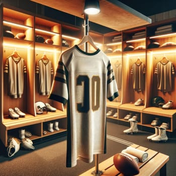 Shot of Dressing or Locker Room of Football or Soccer player. Generative AI.