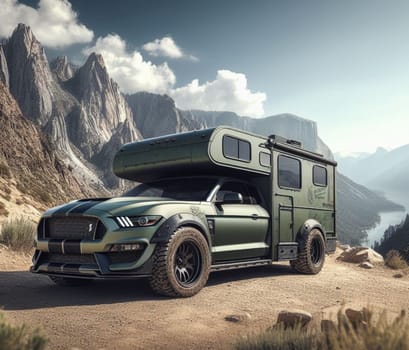 limited edition matte green classic american gt muscle mustang classic car vintage van camper conversion nomadic life weekender