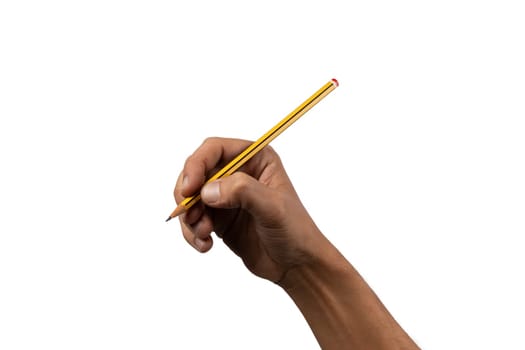 black male hand holding a pencil isolated no background