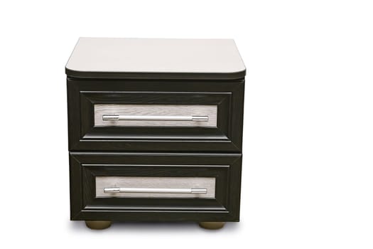 Small bedside table with two drawers. Presented on a white background.