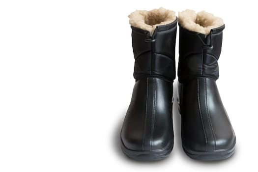 On a white background presents a warm waterproof men's boots for work or fishing.