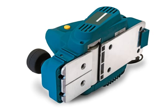 Portable electric hand planer . Presented on a white background.