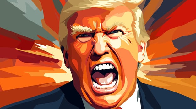 Сaricature portrait of an angry Donald Trump. Making America Great Again