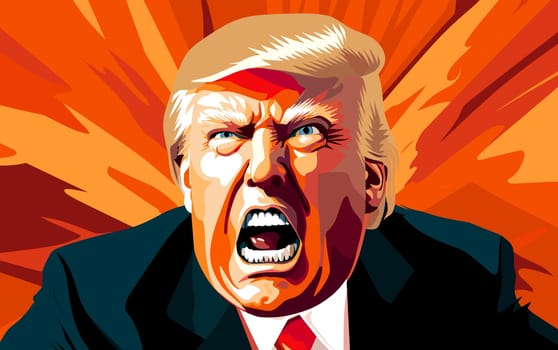 Сaricature portrait of an angry Donald Trump. Making America Great Again