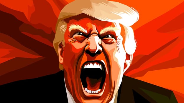 Сaricature portrait of an angry Donald Trump. Making America Great Again